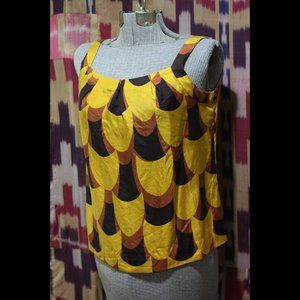 J. CREW Yellow Black Brown Silk Tank Top